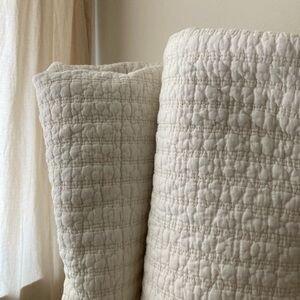 cottage farmhouse 100% cotton nubby textured quilted quilt bohemian cream ivory